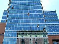 Abseiling commercial window cleaning in London